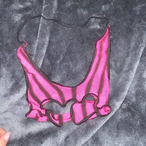 pink and black fishnet top